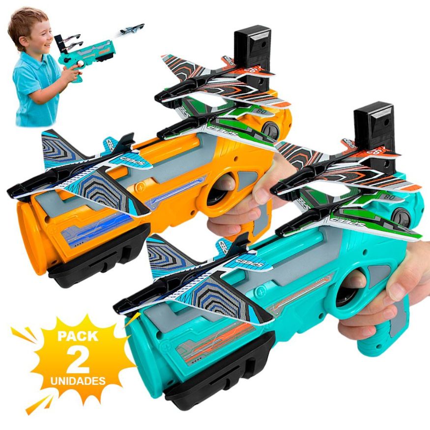 x 2 PACK Pistola Grande Lanza aviones larga distancia. Original