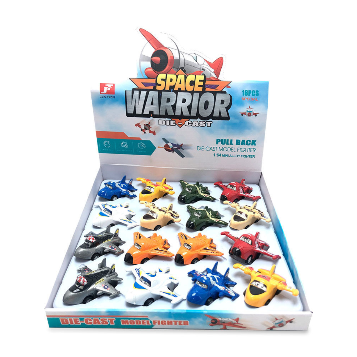 Space Warrior caja con 16 aviones metálicos a fricción