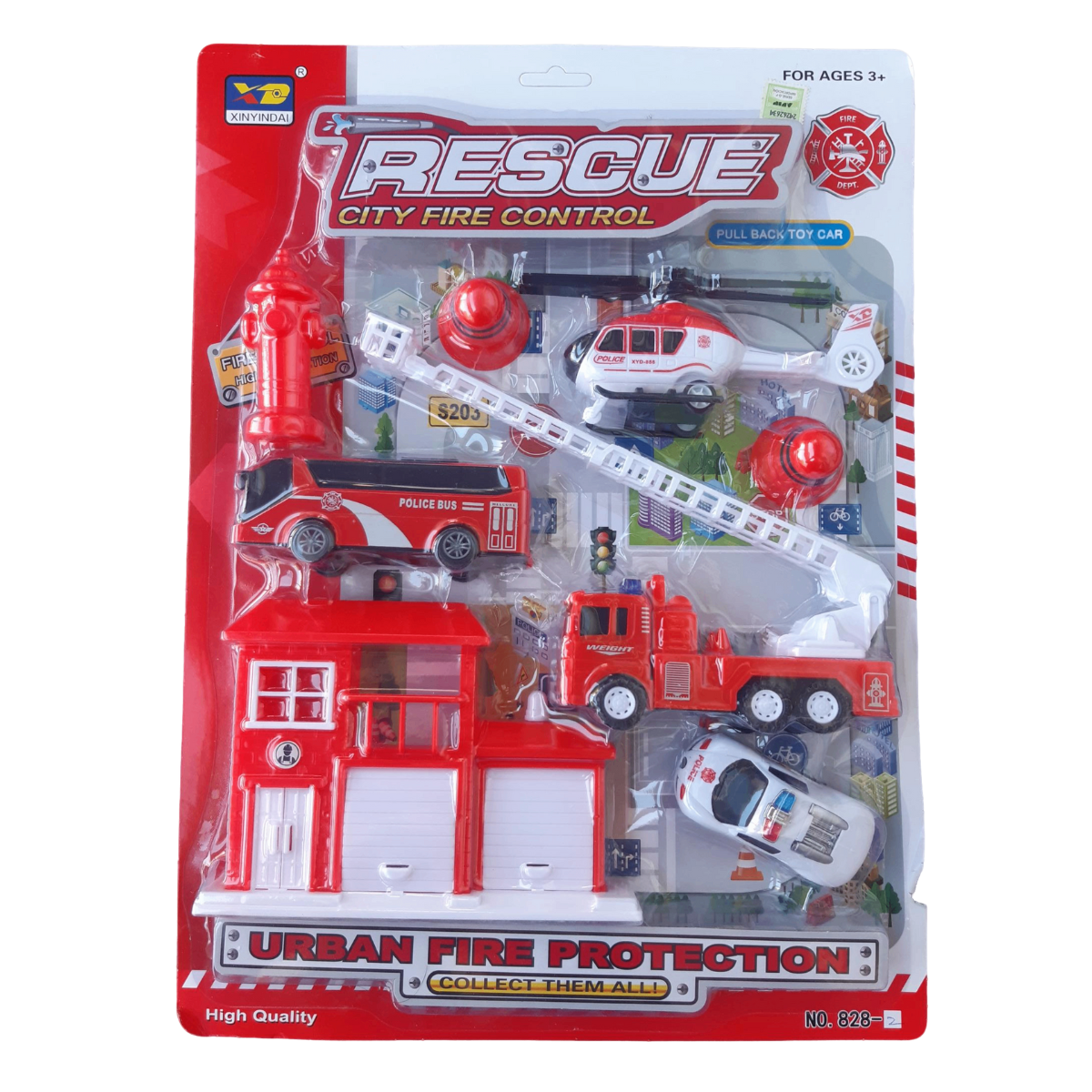 Set bomberos con figuras ficción 8 piezas