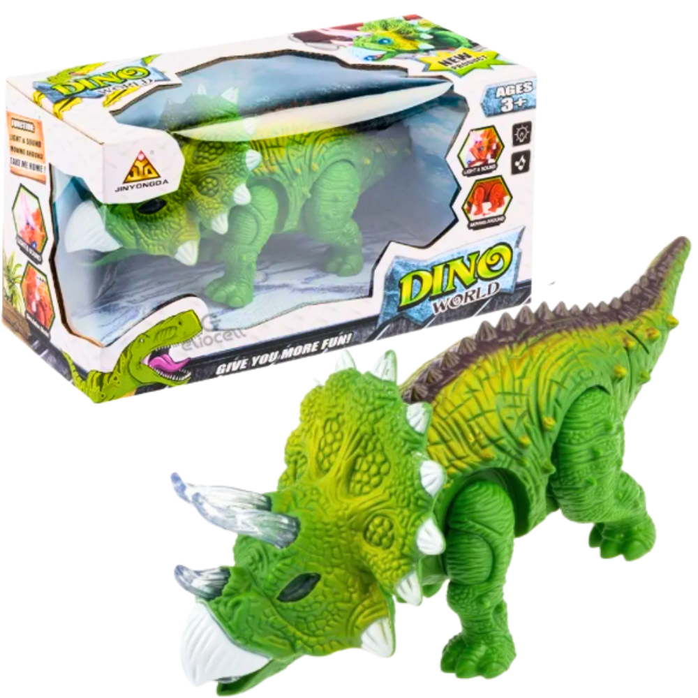 Triceratops Dino World – Dinosaurio Interactivo que Camina, Ruge y Brilla con Luces - Imagen 6