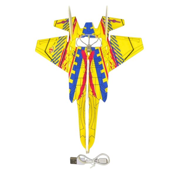 Avión planeador colorido, con motor USB y luces LED – Para armar, lanzar y volar - Imagen 4