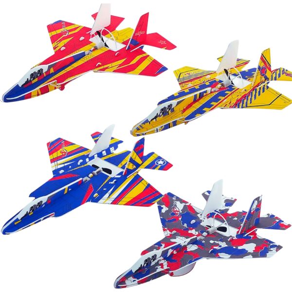 Avión planeador colorido, con motor USB y luces LED – Para armar, lanzar y volar - Imagen 6